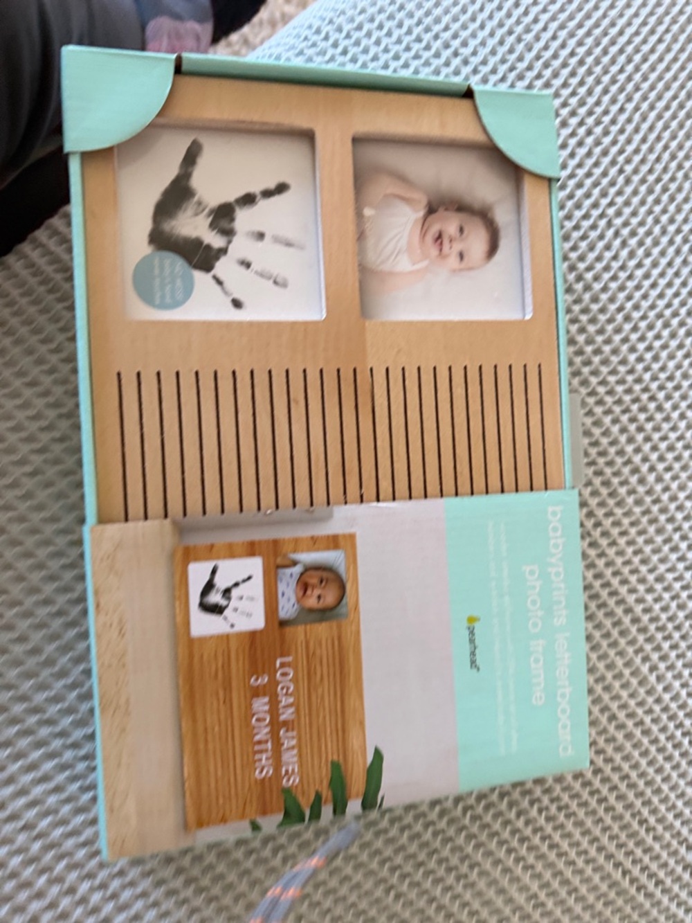 Aqua Blue Box with Small Yellow Logo